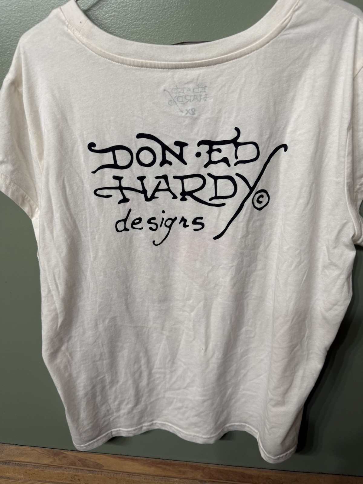 NWT Ed Hardy Shirt Color: Ivory, Love Before Honor HeartGraphic Logo Size 2xl.