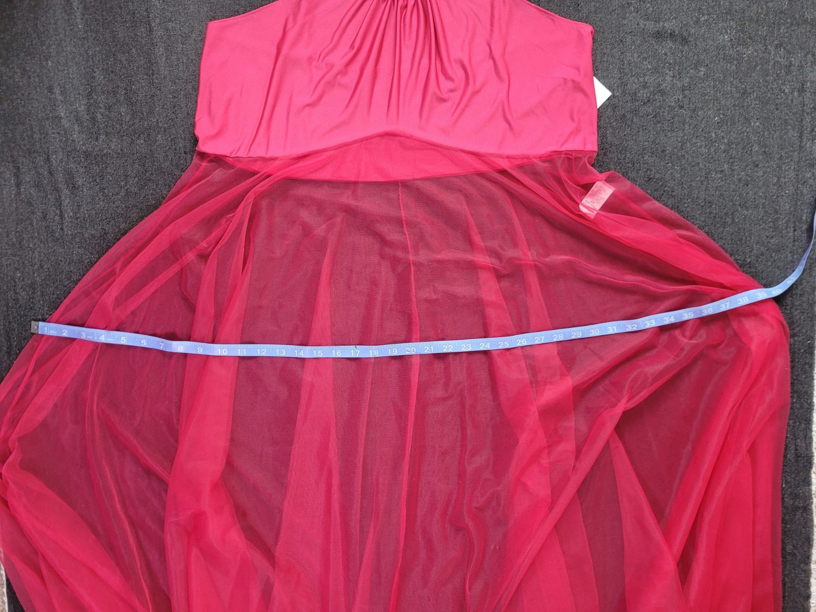 Vintage 90s Y2K Deadstock Plus Size Maxi Lingerie Halter Dress Hot Pink 1x/2x
