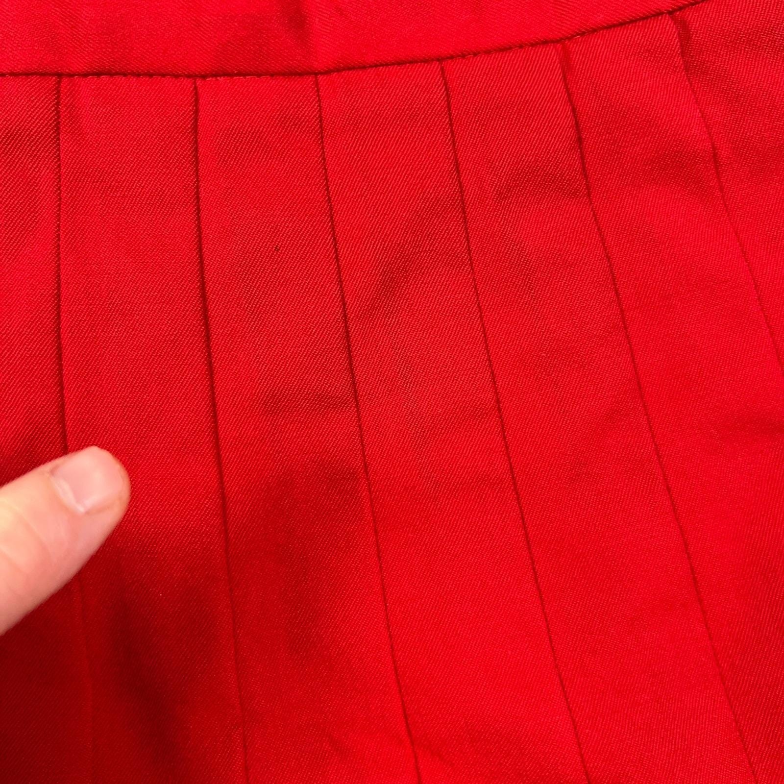 VTG Liz Claiborne Pleated Midi Skirt Womens 10 Red 100% Wool Career Classic
