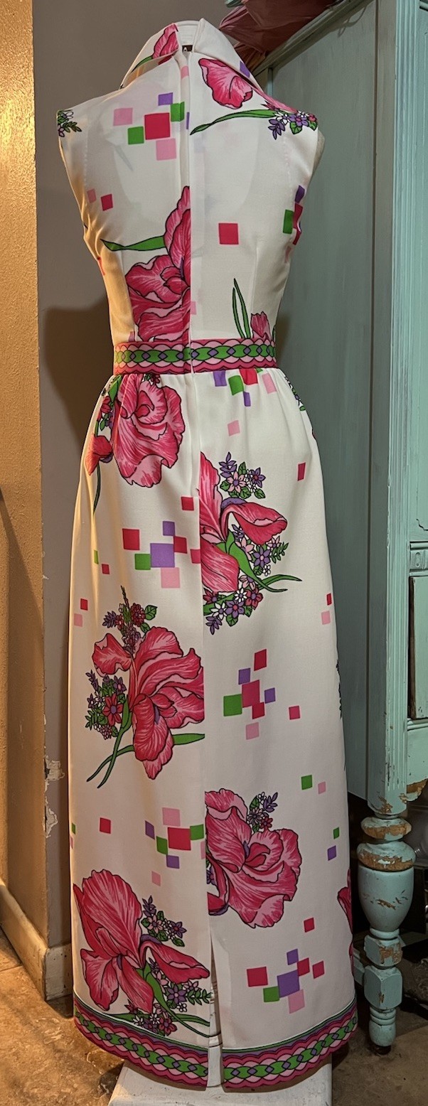 VTG 70s 100 Parkhouse Dallas Hostess Mod Long Hippie Dress 10 Runs Small 6