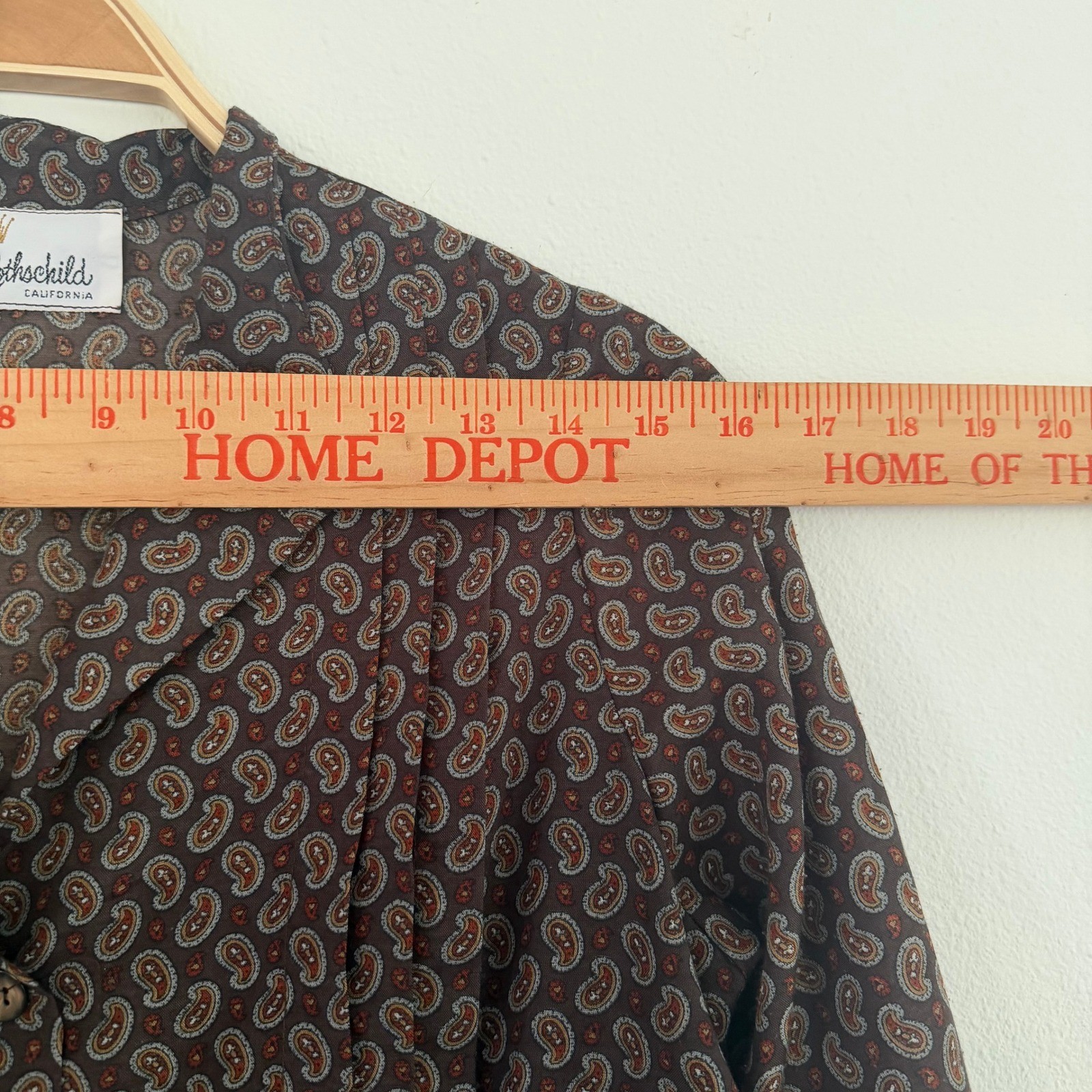Vintage Fred Rothschild California Brown Paisley Button Front Shirtwaist Dress
