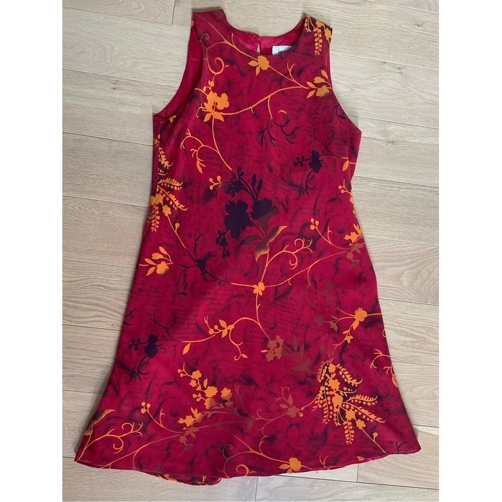 Vintage Jeffery & Dara Red Floral Dress, Size 12