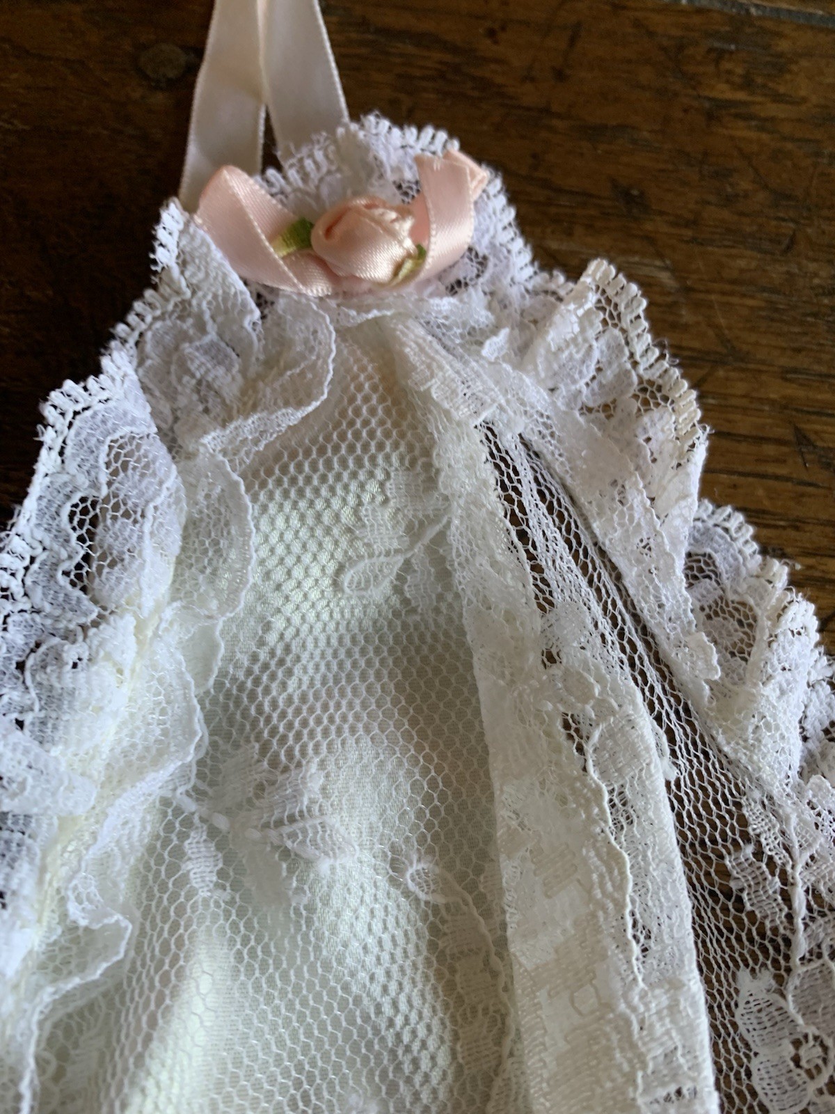 Vintage Emil Bole Corset Panties White Lace Rose Lingerie Lace Up Size Large