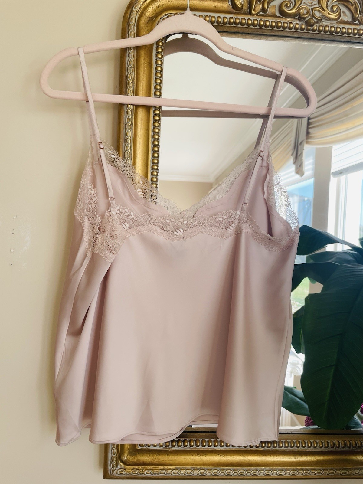 Pretty Silky Poly Pale Pink Blush Lace Lingerie Cami Lg