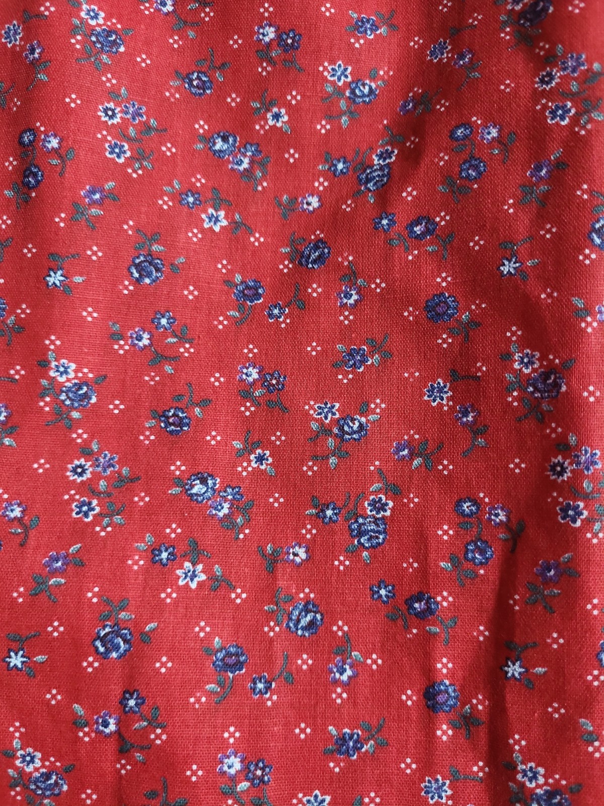 Vintage Gunne Sax Red /Blue Tiny flower Skirt. With Lace. Sz 13