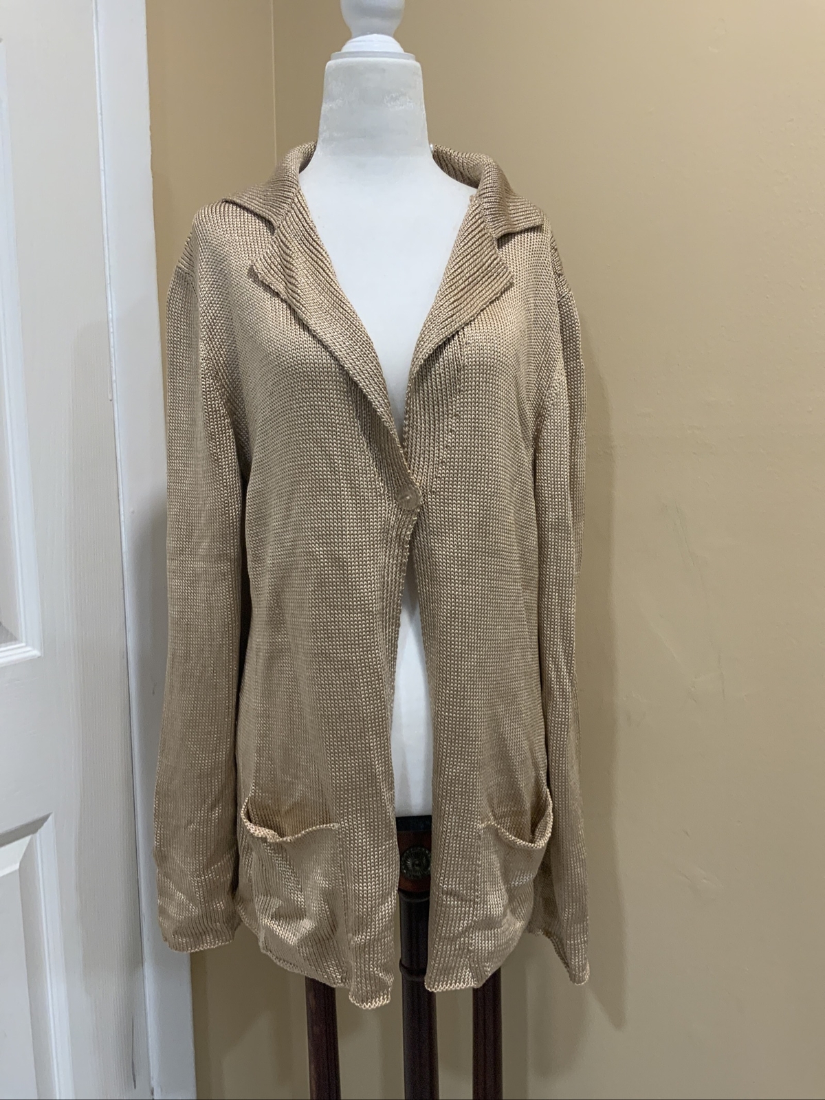 Vintage Krizia Maglia Knit jacket Sweater Top golden color sz 46