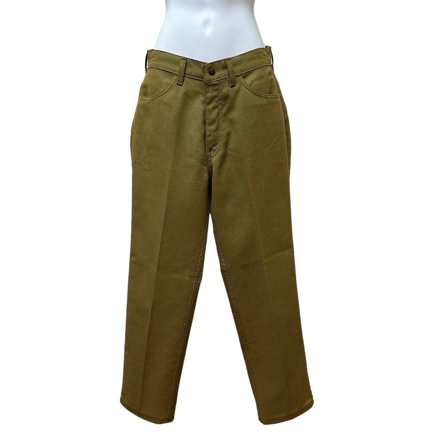 Vtg Levi’s for Gals Sta-Prest Big E Avocado Green Pants Jeans 27″ Waist NOS