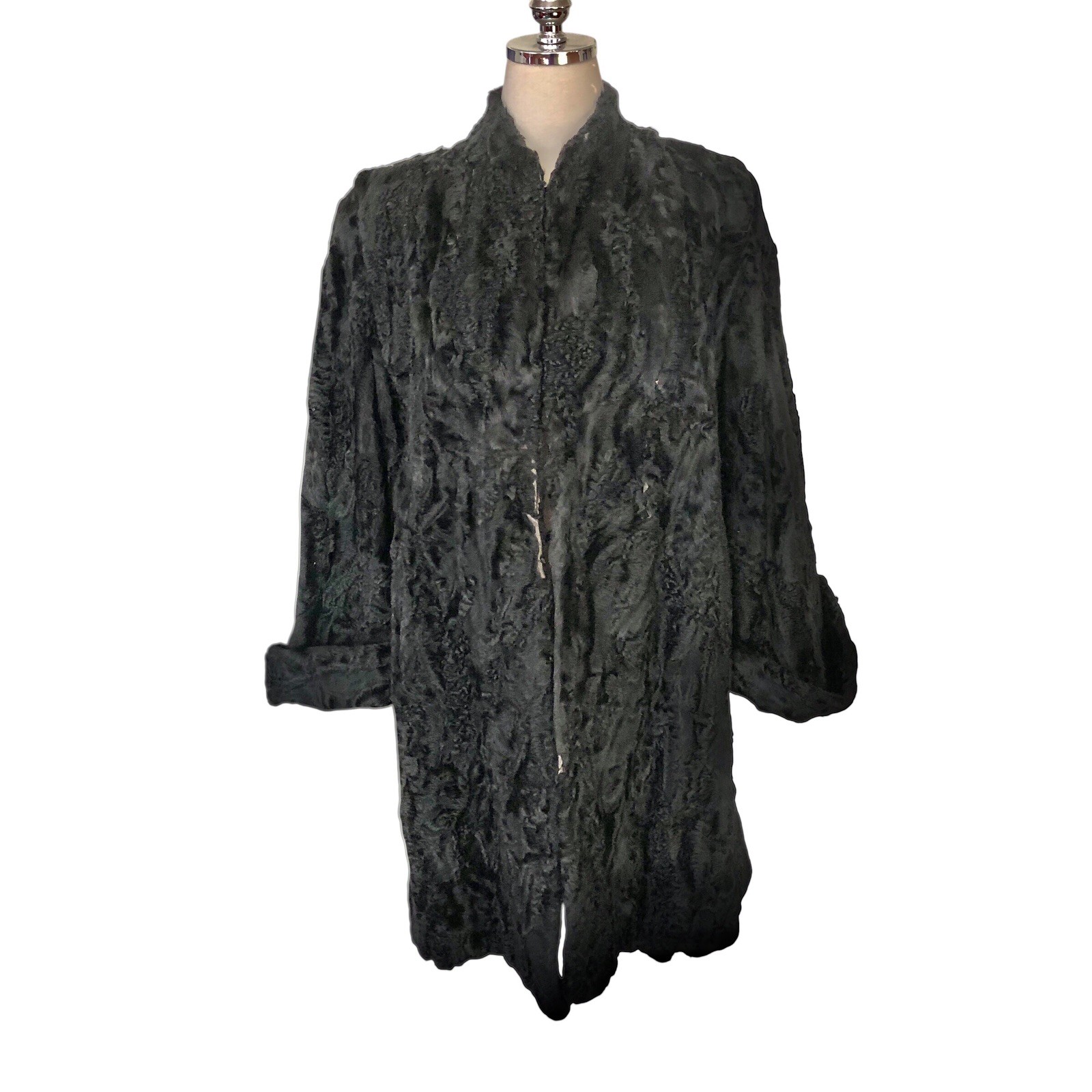 Vtg Persian Lamb Coat Black Astrakhan Saks Fifth Avenue Damage Costume Cosplay L