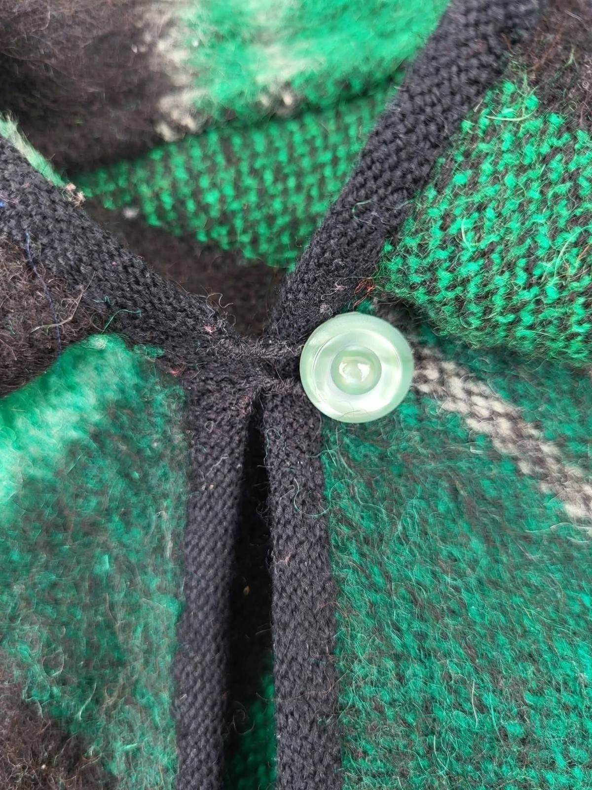 1960s Black And Green Plaid Poncho/Cape As Is