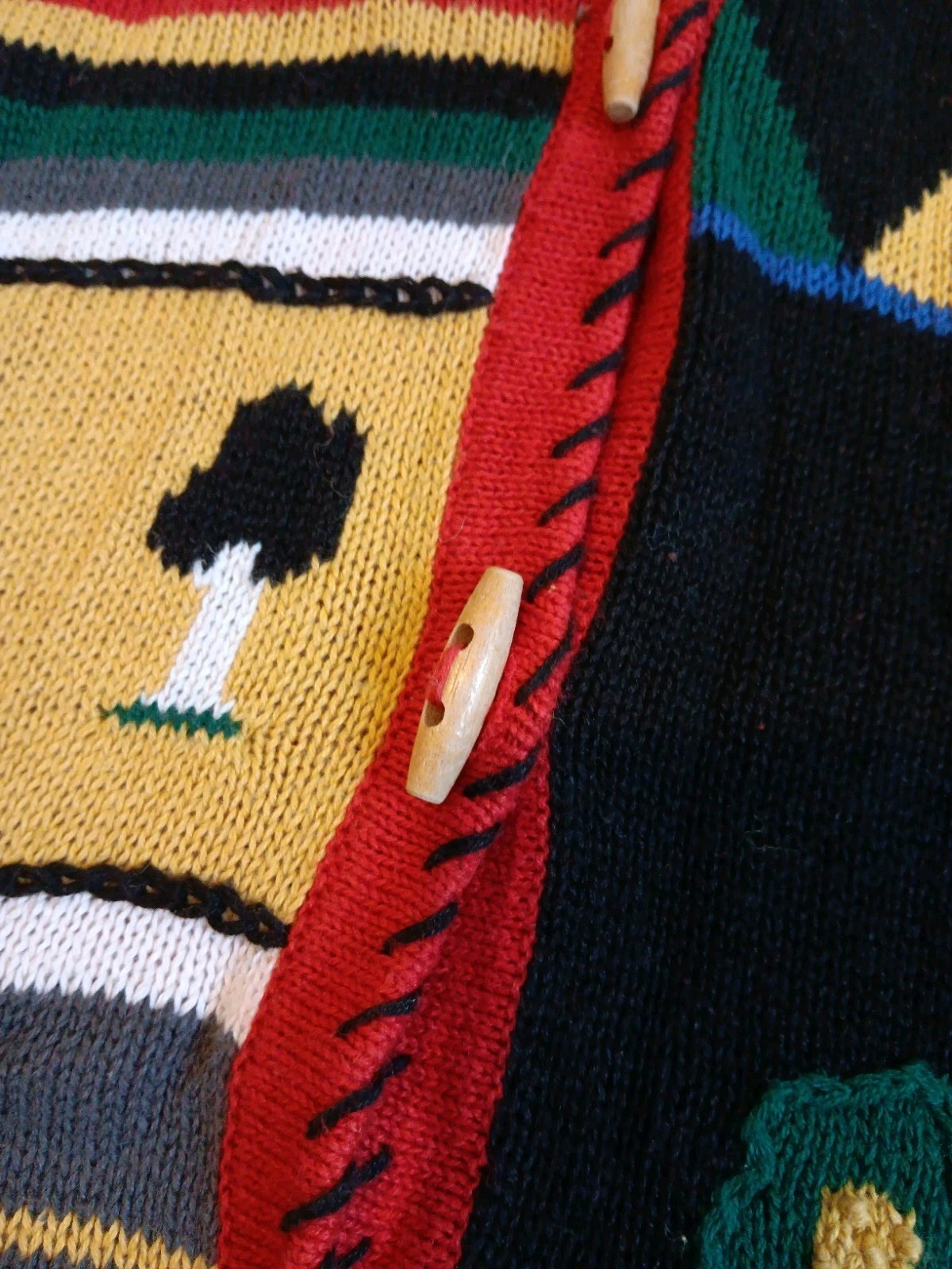 Margules Vintage Sweater Cardigan Medium Shoulder Pads Red Multicolor