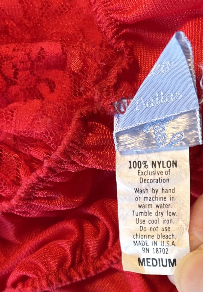 Vtg Lady Cameo Dallas Sexy Red Long Sheer Panel Silky Nightgown Gown Sz M USA