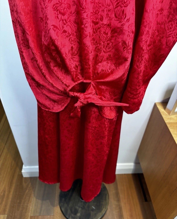 Vintage Suzanne Grae Cocktail Dress Size AU 12 Long Sleeve Drop Waist Red Retro