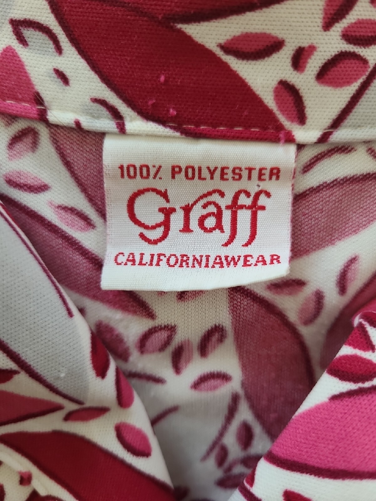 Vintage GRAFF California Wear Retro Pink Leaves Women’s Blouse 1970’s