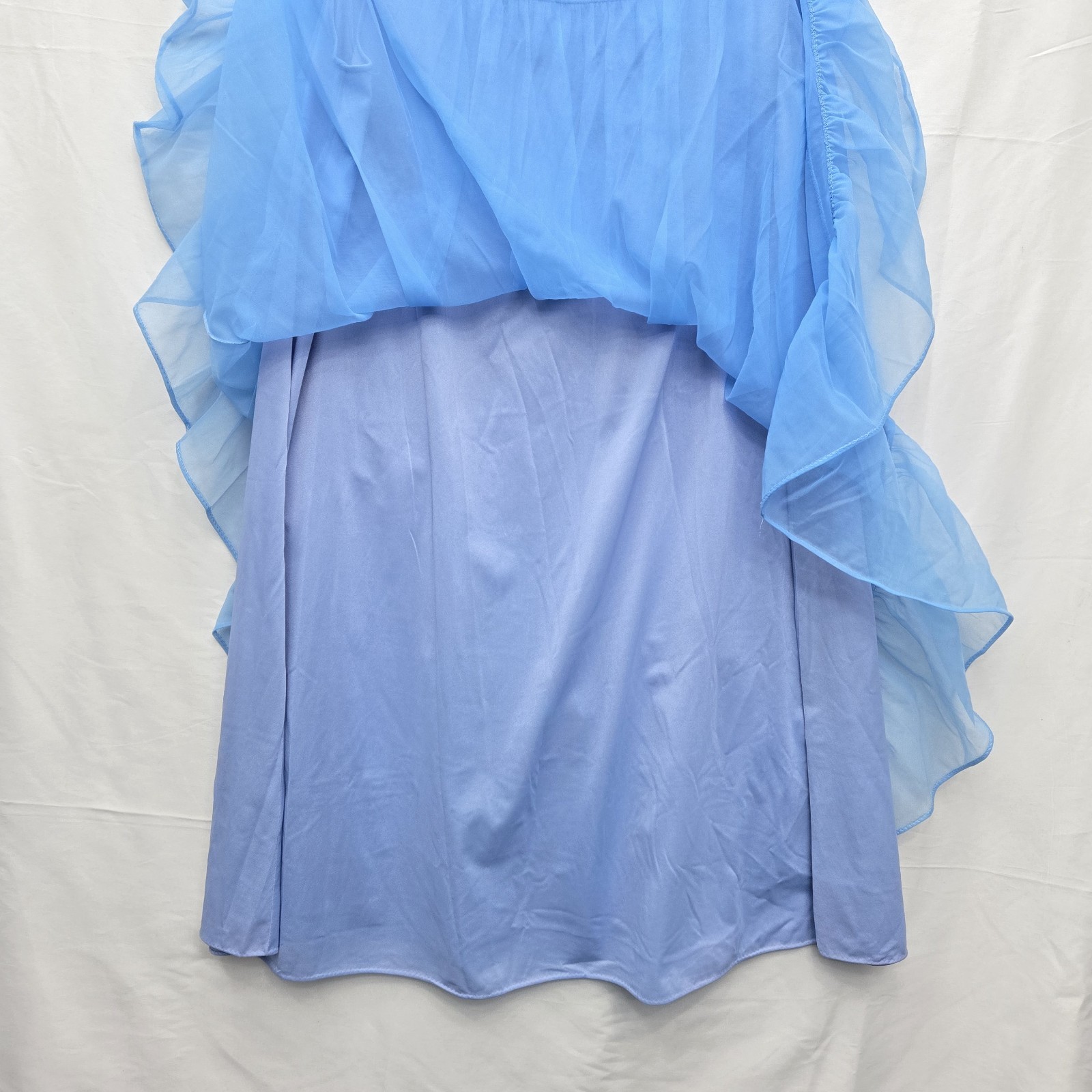 Vintage 1960s Blue Chiffon Babydoll Nightgown Sheer Ruffle Lingerie Dress Size L