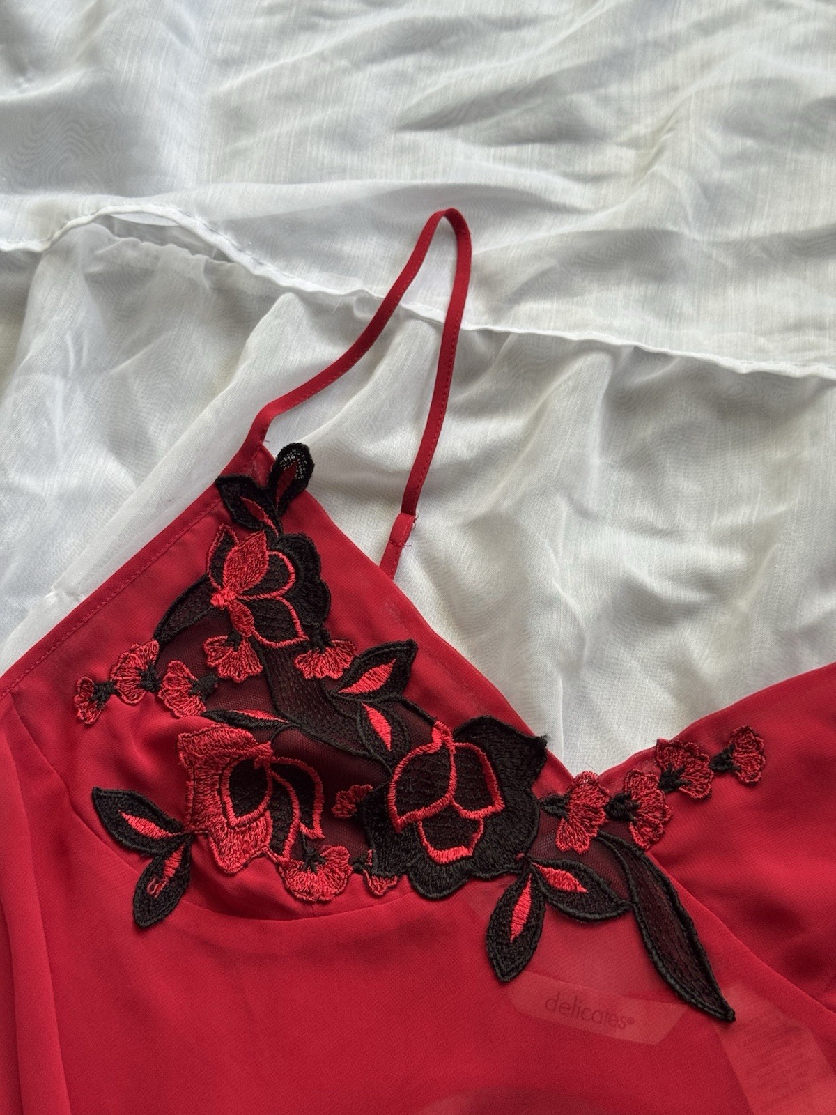 Vintage Delicates Sheer Floral Nightgown with Cutout Back, Women’s Size medium