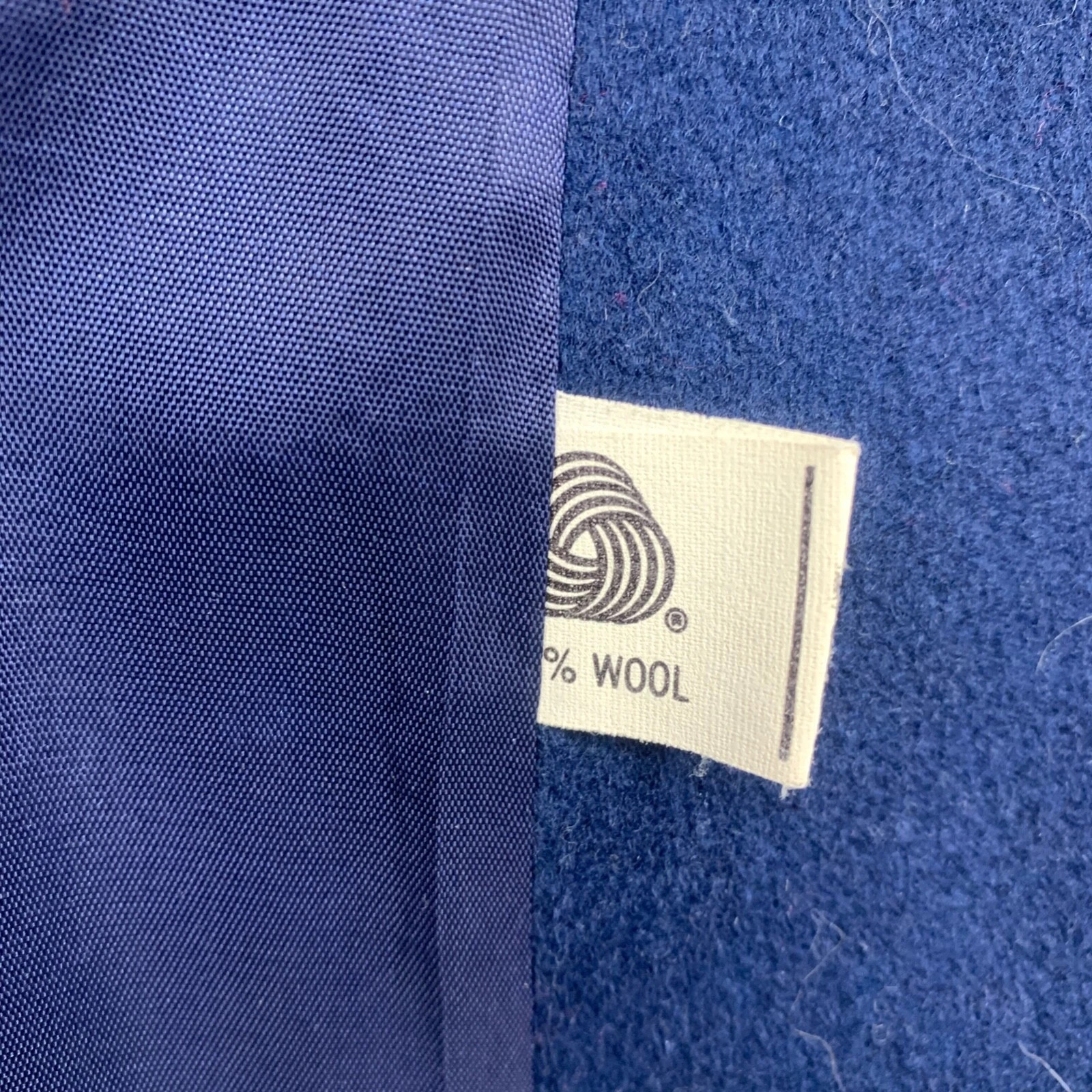 Vintage Ladies Wool Long Trench Coat Portrait by Stevens Union Made in USA Blue