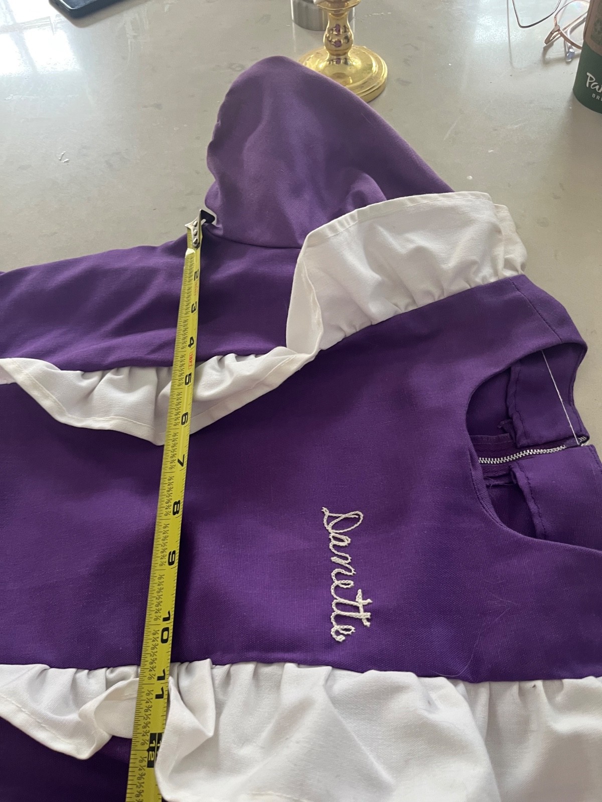Vtg 1960s Waitress~French Maid Uniform Purple Authentic Embroidered Danette XS