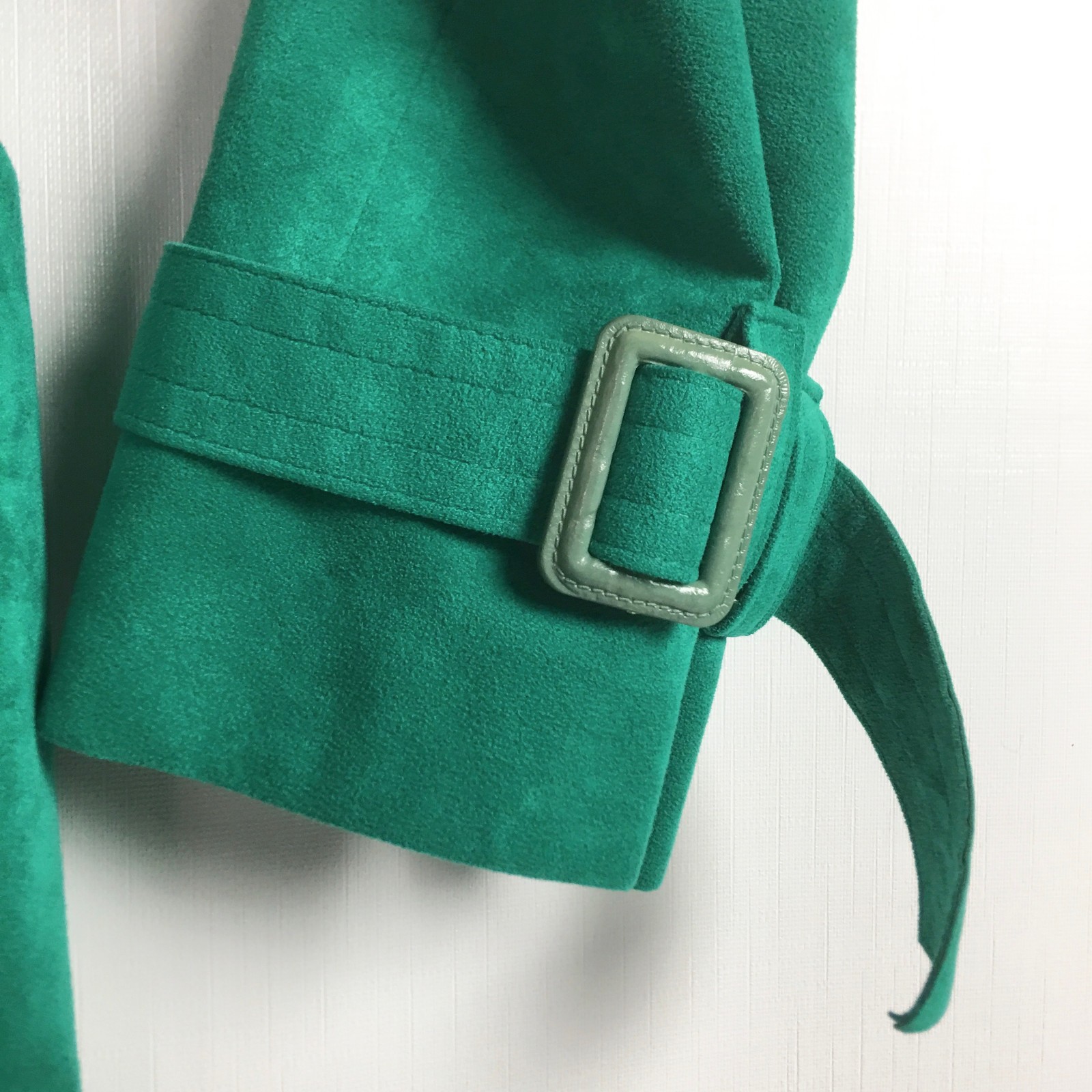 Lilli Ann Trench Coat Womens 10 12 Large Green Ultra Suede Vtg 80s Collection