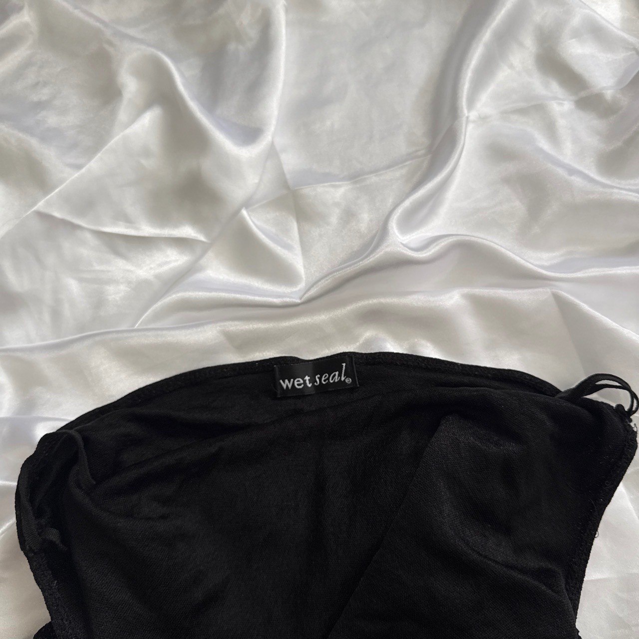 Vintage Wet Seal Black Glitter Halter Top Cowl Neck Backless Y2K Small
