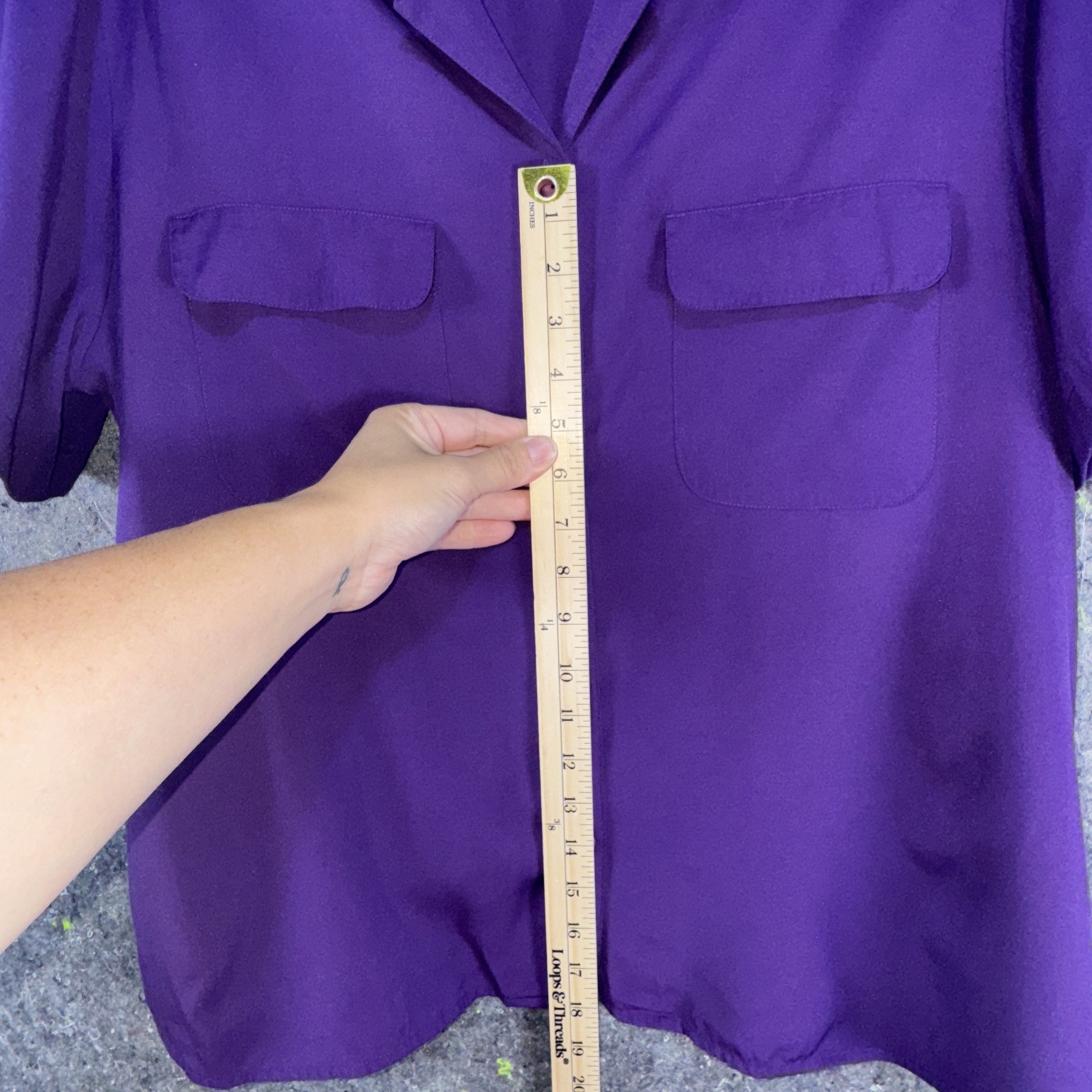 VTG Notations Purple Button Up Blouse Large, Vintage Workwear, Classic, 90s Boxy