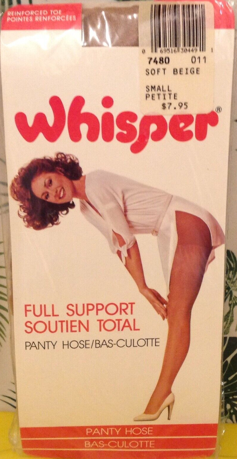 vintage Pantyhose Whisper Full Support Color Soft Beige Size Small BC004A