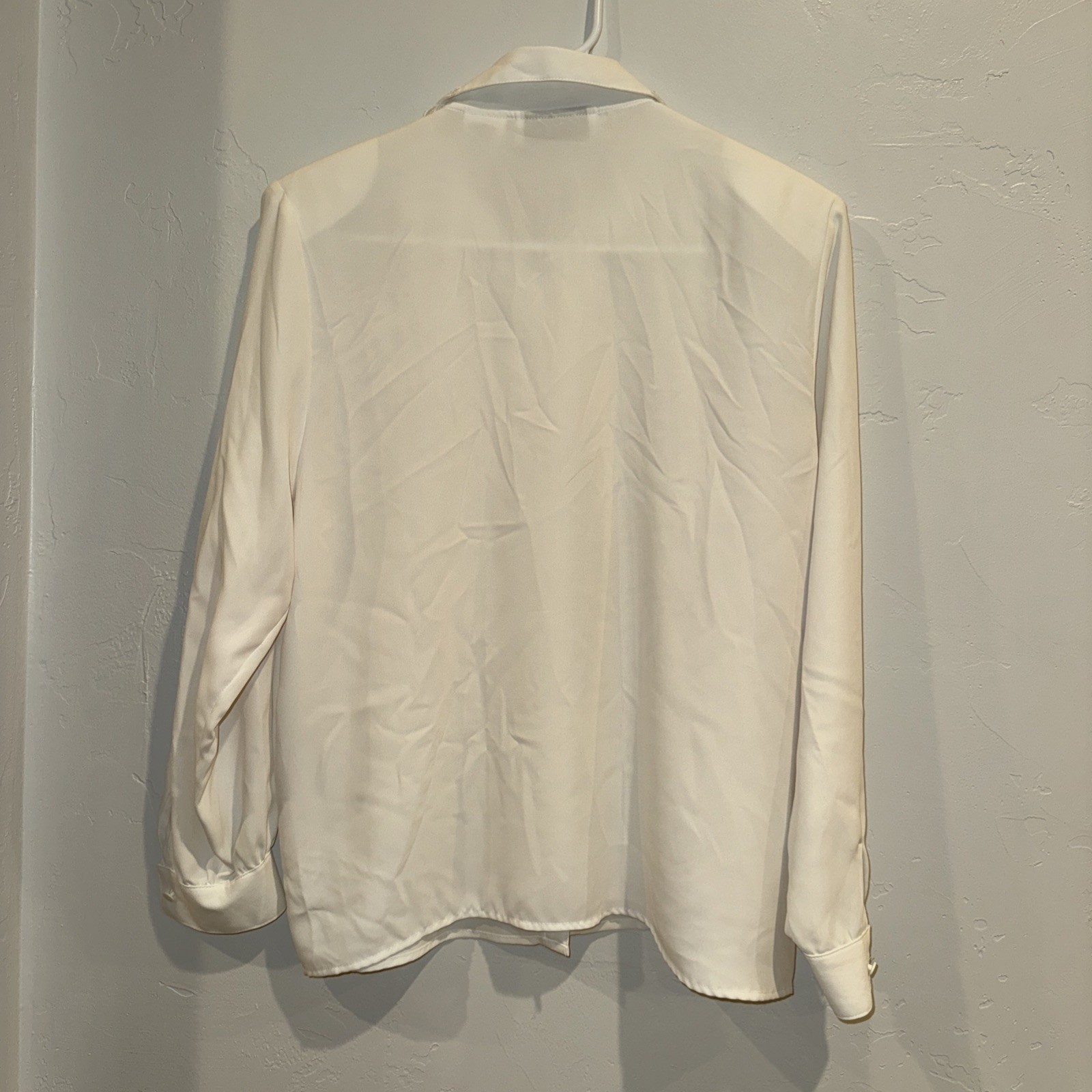 Kathy Che~ NWT Vintage Ivory Long Sleeve Dressy Blouse~ Lace Pearls Sequins~ 14P
