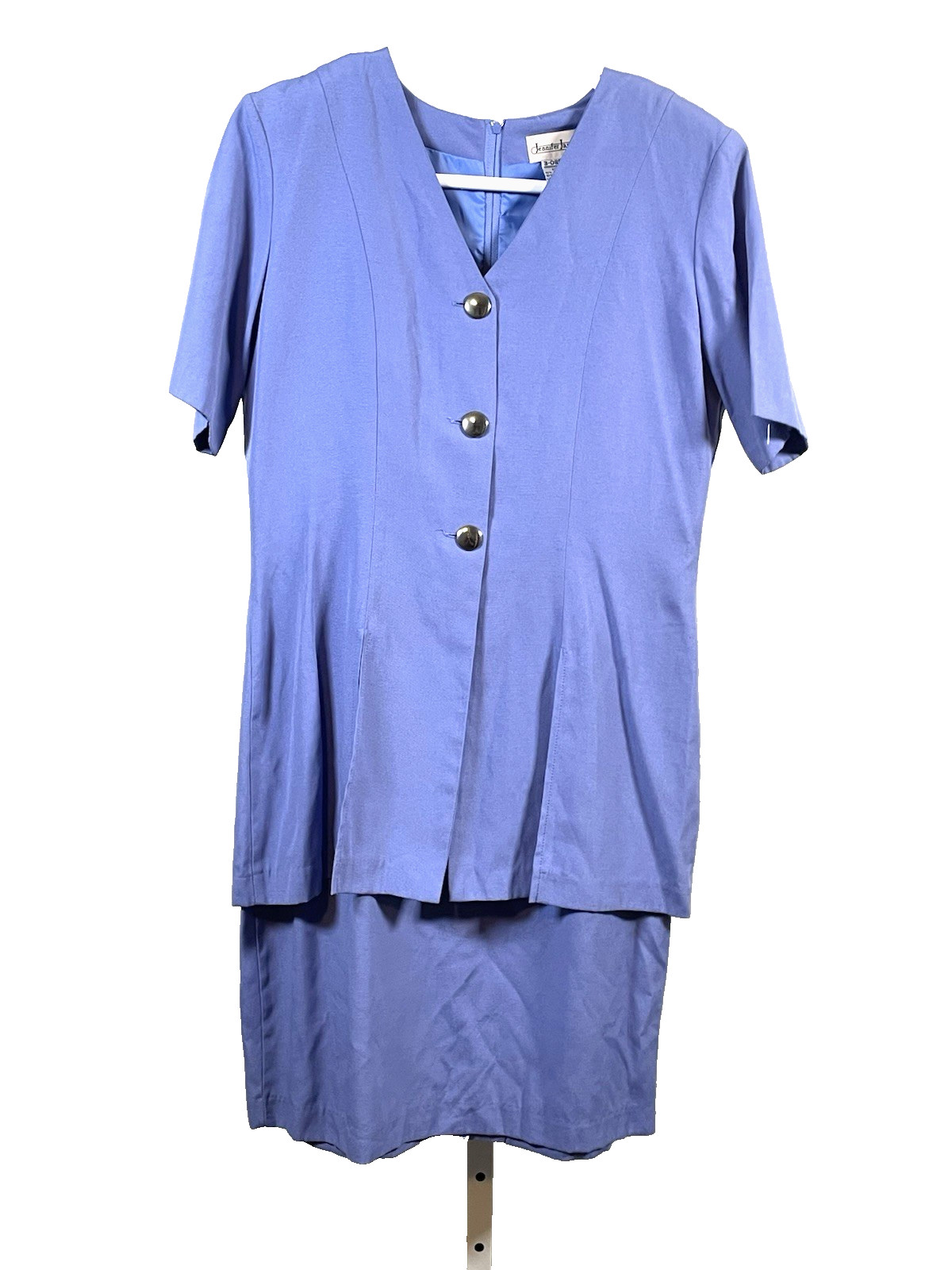 Vintage Jennifer James Baby Blue Dress Career Church Layered Jacket Look Size 10