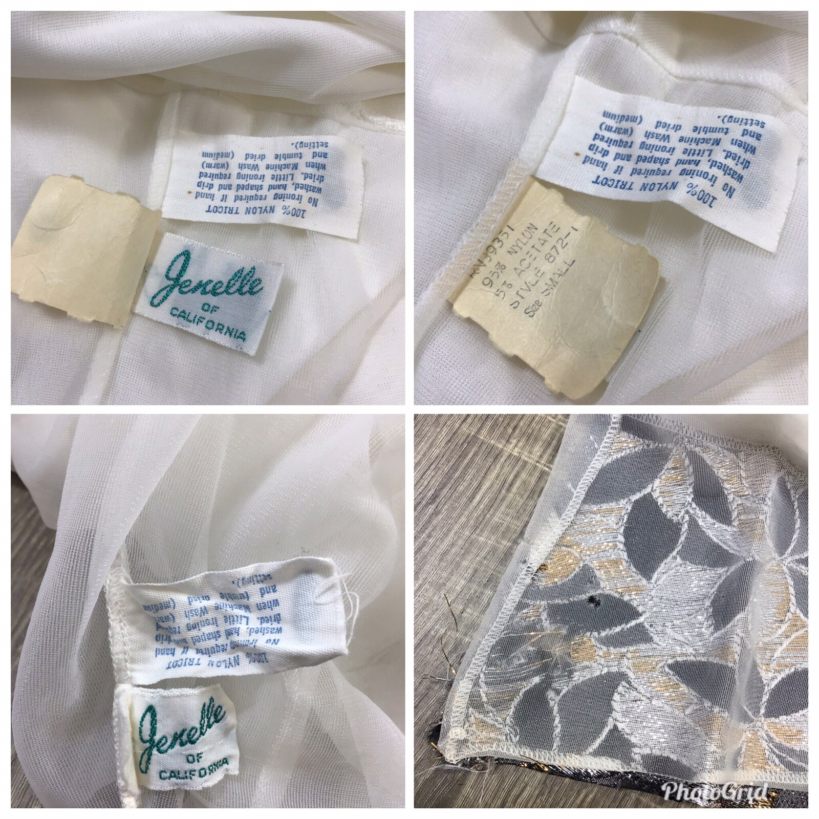 Jenelle of California Vintage White Lingerie Sheer Slip Cover Robe Set