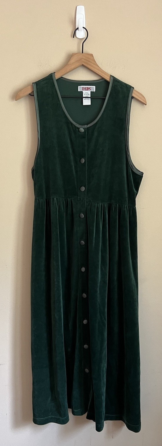 Dress Overall Jumper Vintage 80s 90s Velour Holiday Womens Size Medium PM