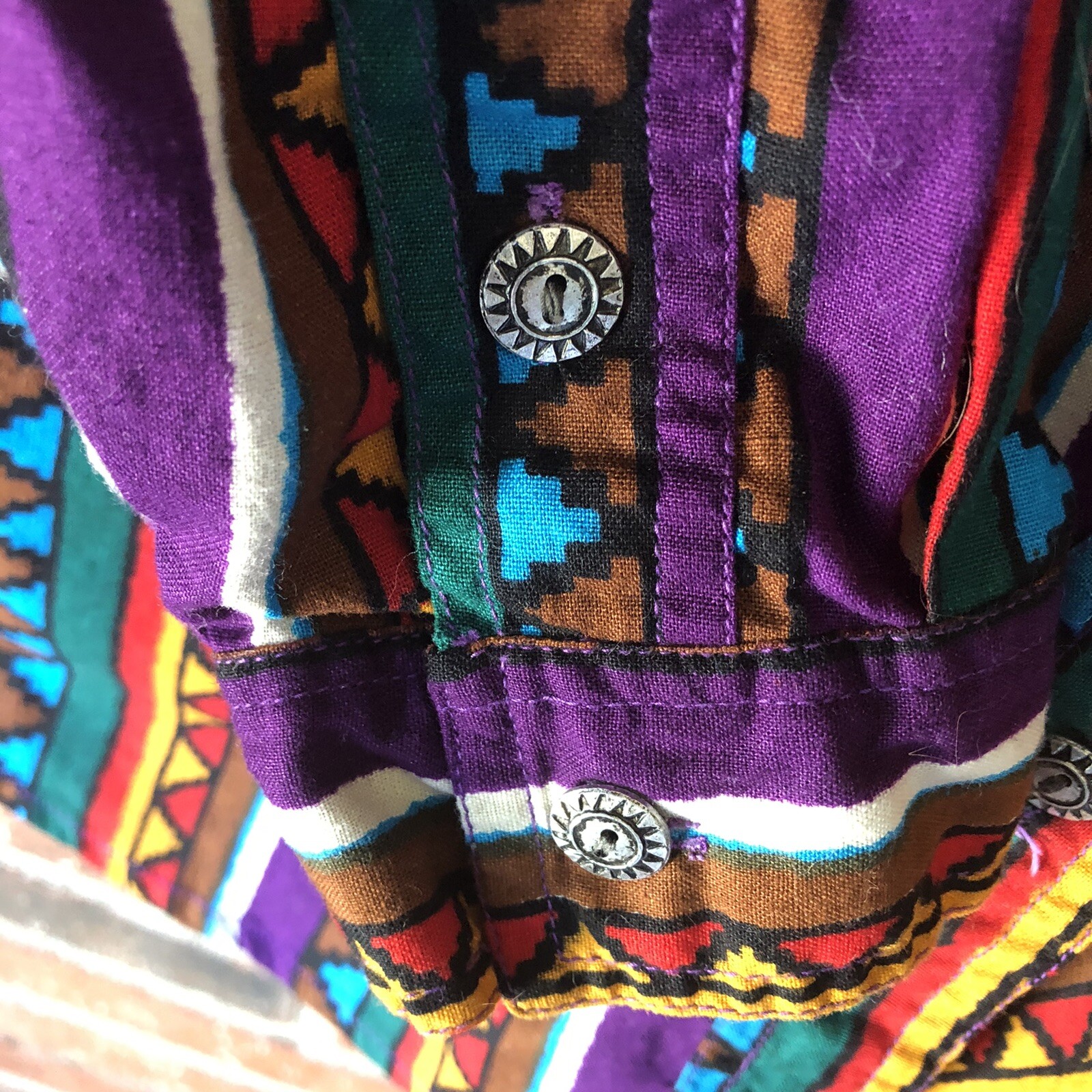 VTG Rodeo Western Wear Women Large Long Sleeve Button Shirt Vest Aztec Southwest