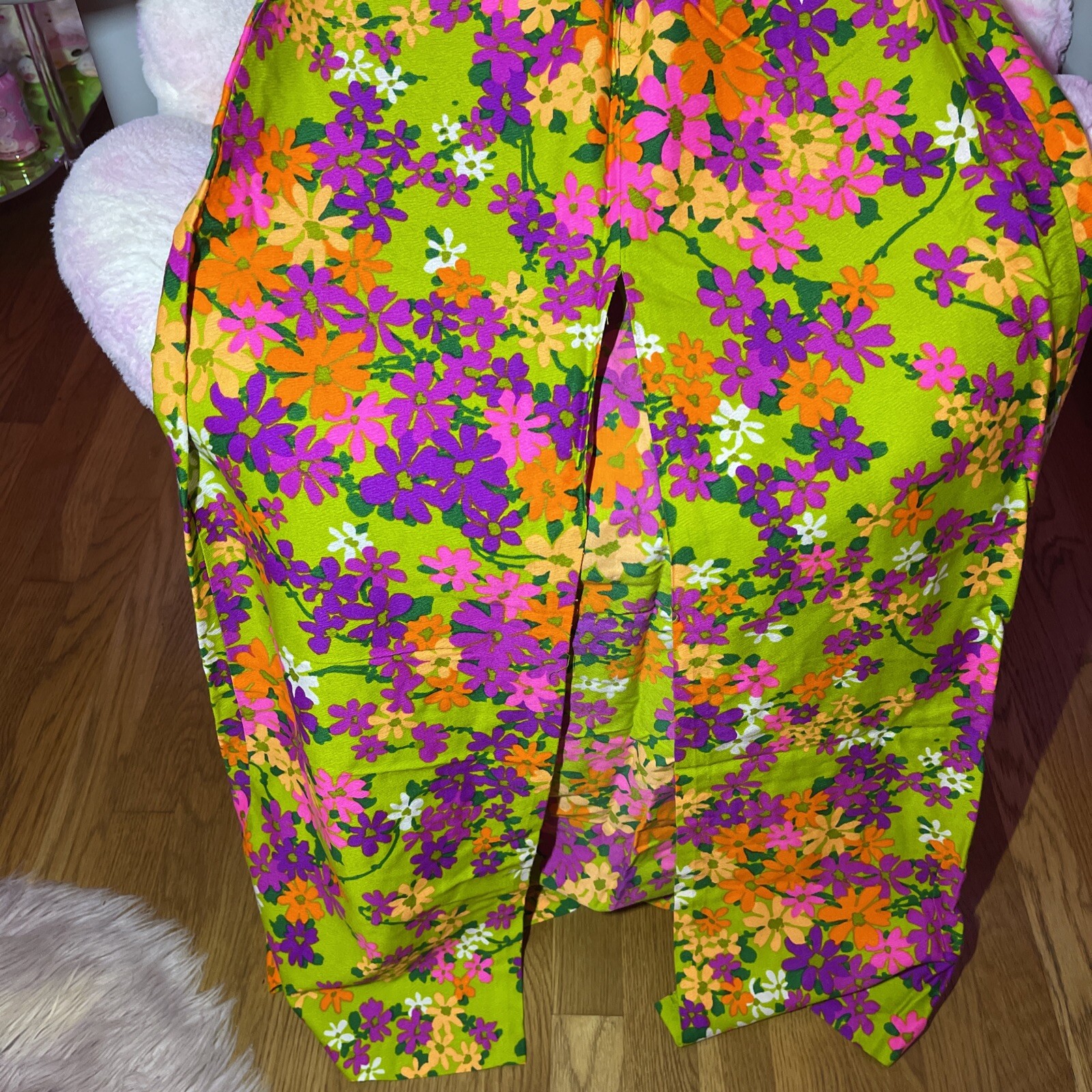 Vintage 60s 70s Sun Fashions of Hawaii Honolulu Floral Colorful Maxi Dress 10