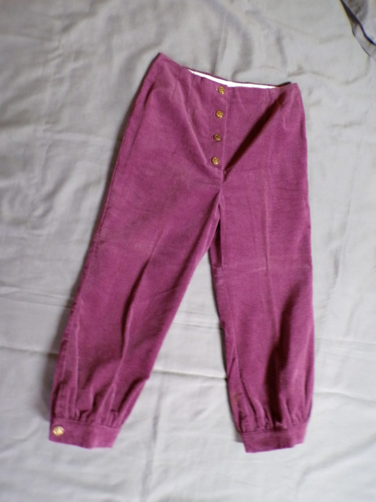 Vintage SHIPMATES Purple Velour Gaucho Pants Waist 27″