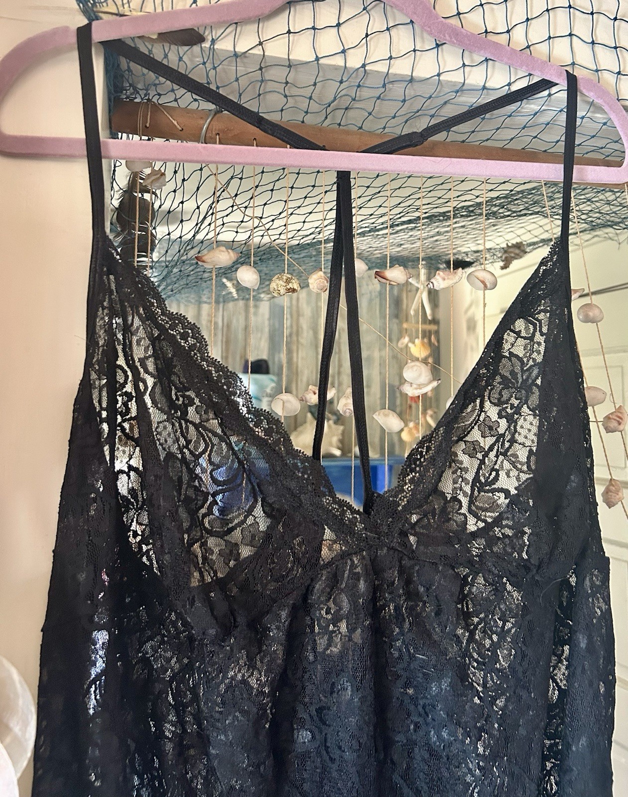 Vintage Secret Treasures Black Lace Sheer Nightie Nightgown 2X 18W -20W