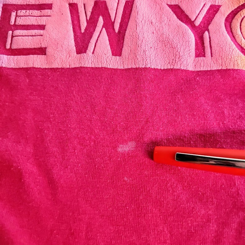 Vtg 90s Screen Stars Single Stitch Twin Towers New York City Skyline Pink Tee L