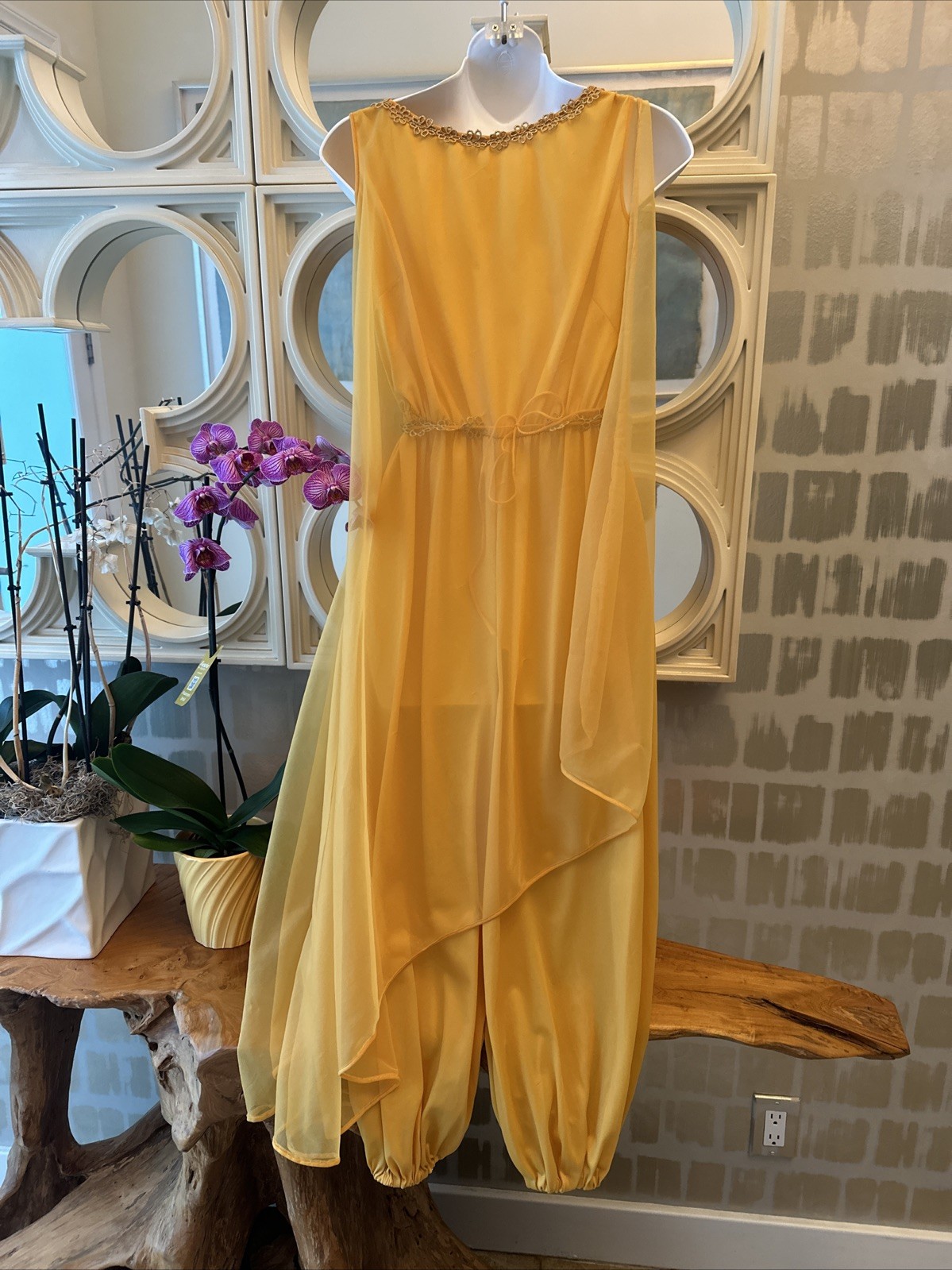 Glydons Hollywood 50s Apricot One Piece Harem Pants & Overlay Lounging Outfit M