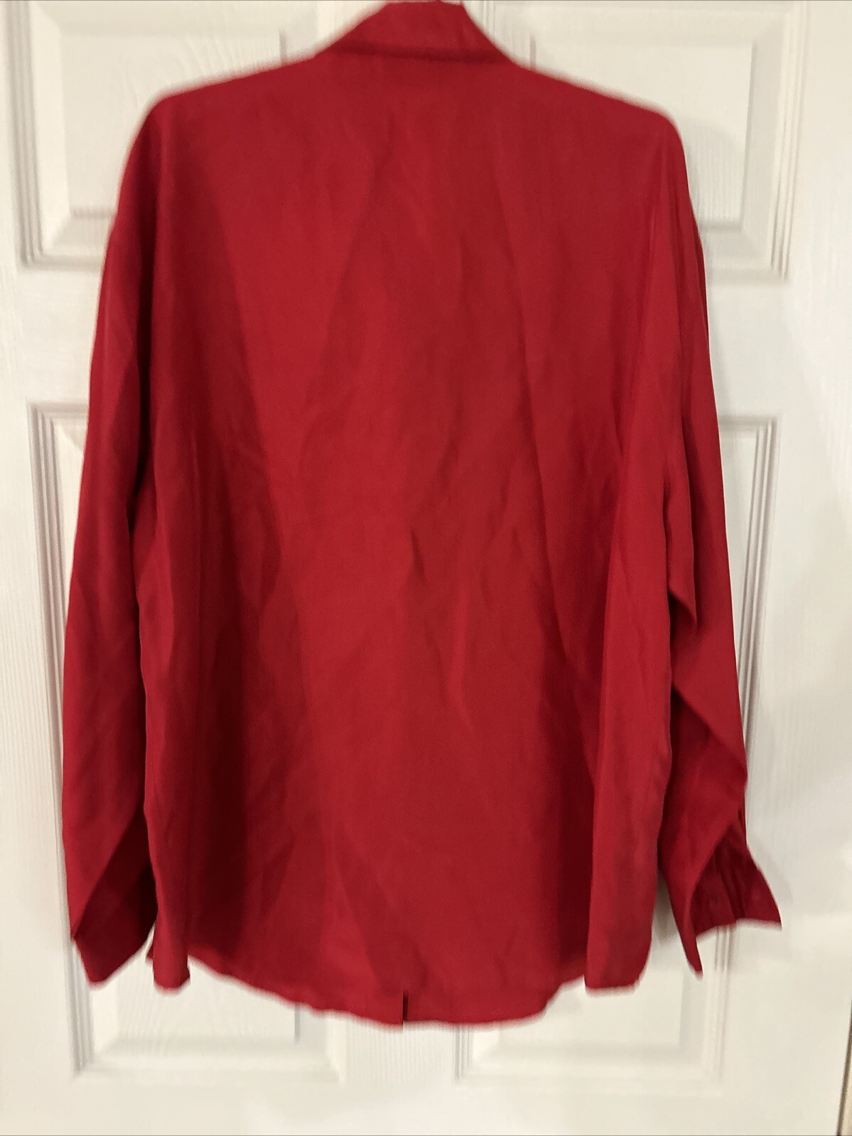 Vintage Red Beaded Sequins Silk Women’s Shangri-La Hong Kong Shirt Blouse Top L