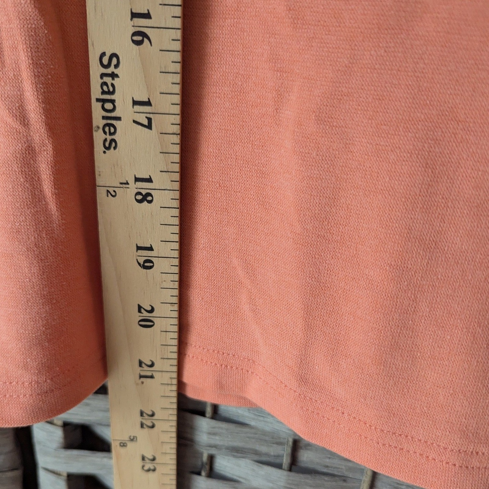 Vtg Knit Tank Top Shell Peach Crochet Neckline Trim Sleeveless XL Cottagecore