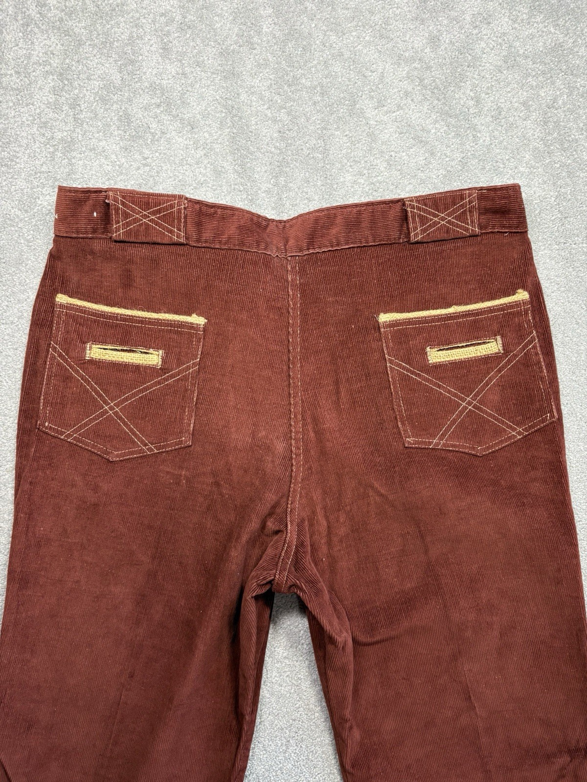 1960s Flare Corduroy Bell Bottoms Rust Red Vintage Talon Zipper Size 38×29