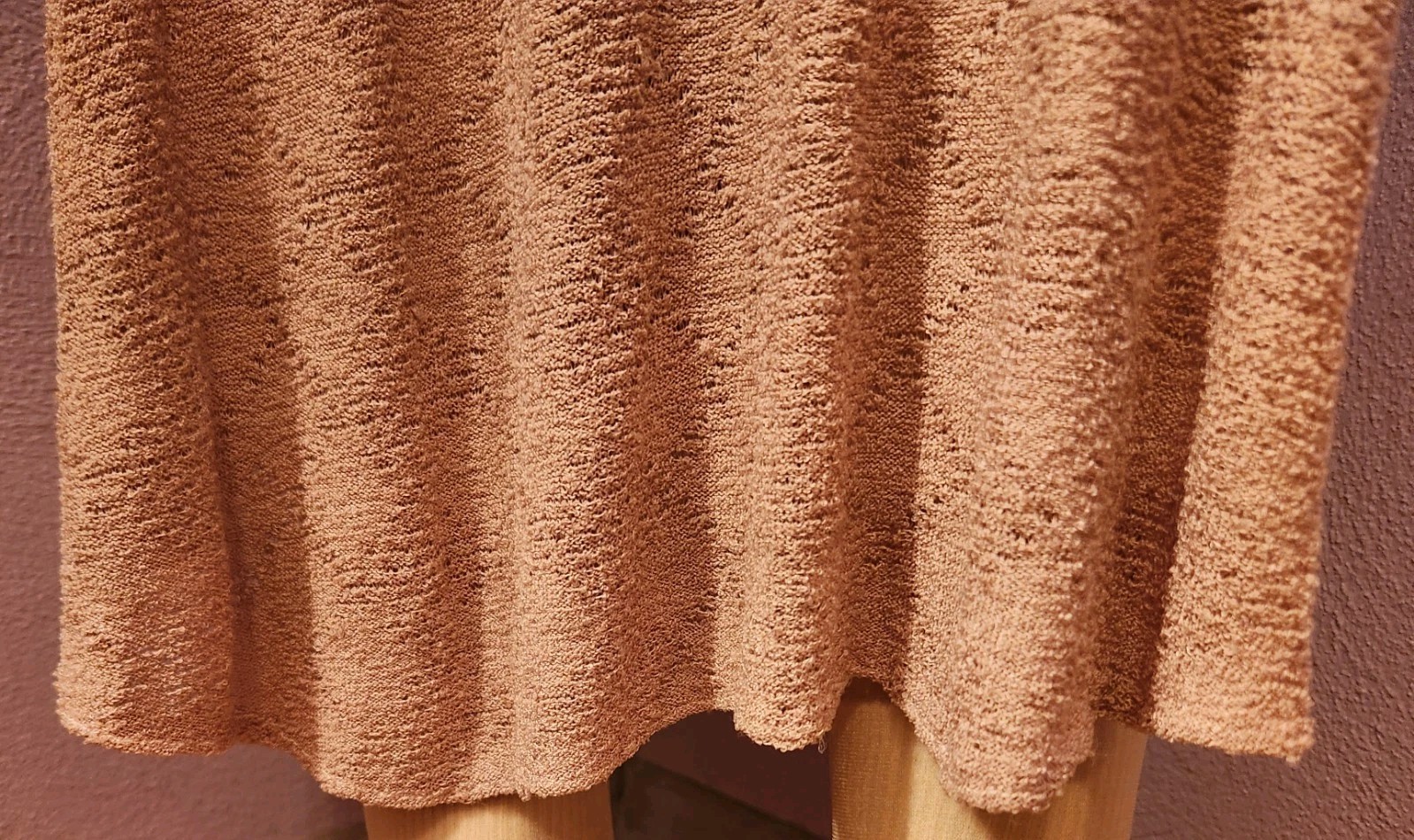 Vintage 1930s Two Tone Tan Knit Rayon Dress S