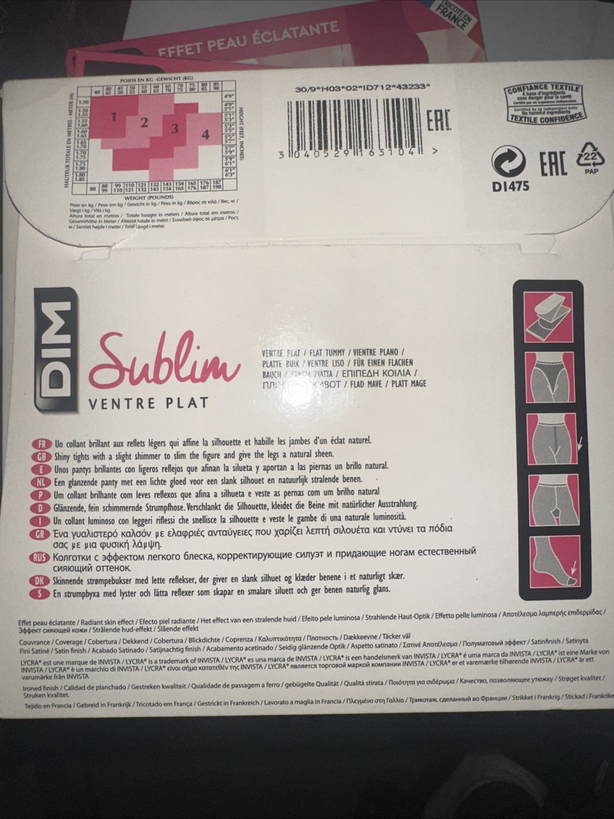 Dim Sublime Flat Tummy Pantyhose Size 4 Large Black 15D Satin Finish *lot Of 5*