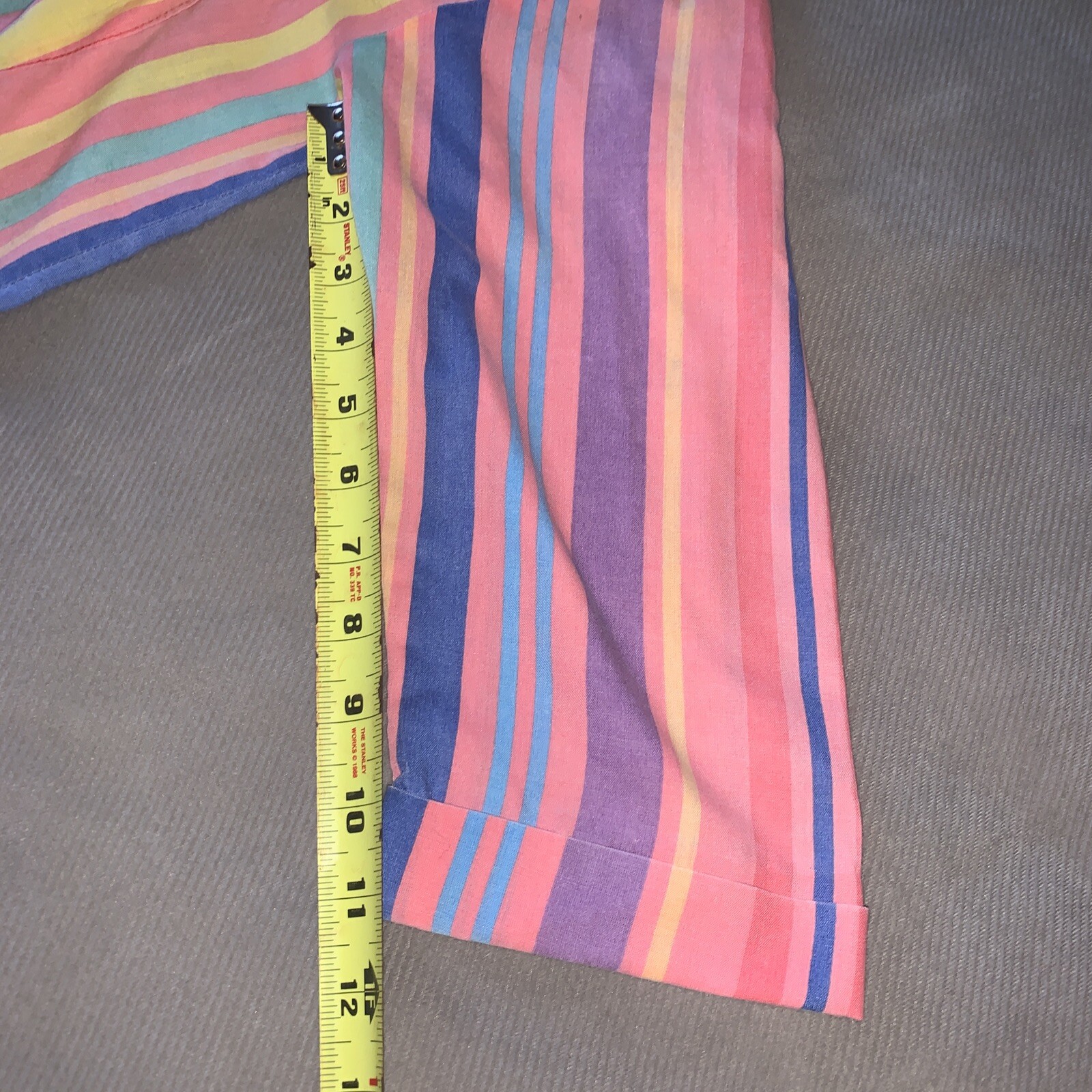 Vintage Button Up 70’s EBER San Francisco Top Pastels Striped Women’s Small ?