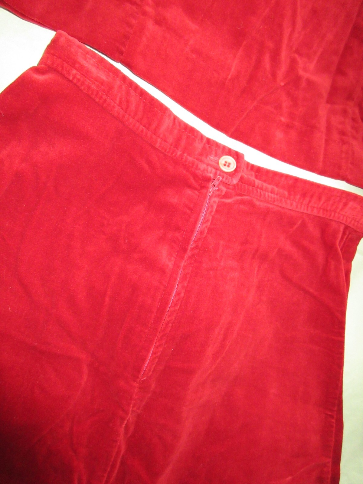 Vintage 90s Y2K Red Velvet Suit Jacket Skirt Long Size 4 / 6 TBL Christmas