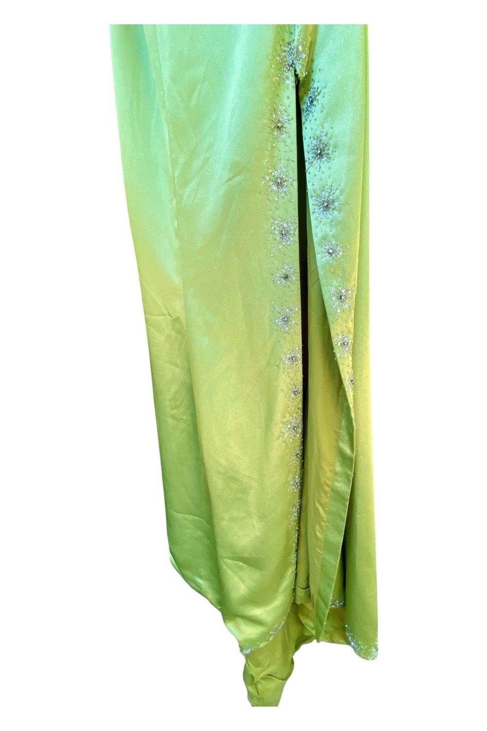 Vintage Landa Green Beaded Satin Formal Dress Size 6 Prom Party Homecoming