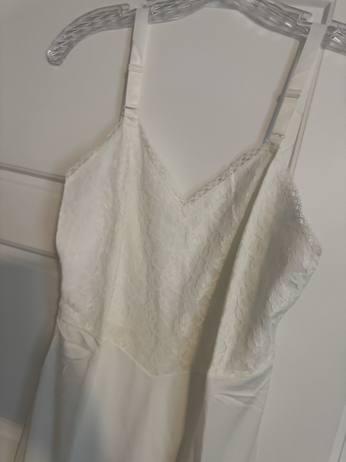 Vintage Du Pont Acele Size 36 Regular White Short Proportioned Slip Lace USA