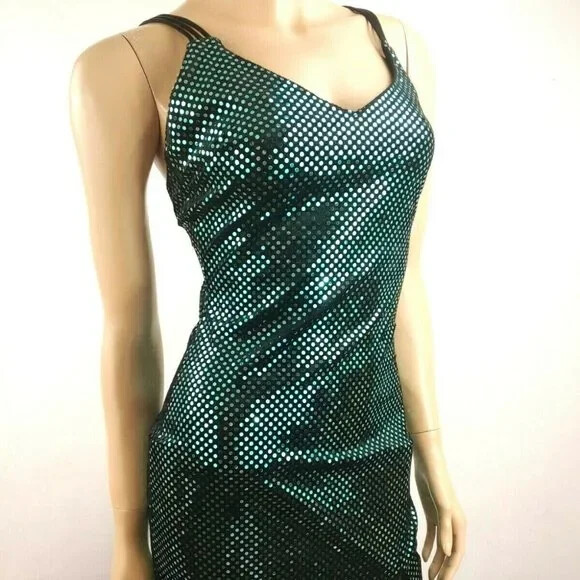 Vintage 90’s LA Glo Black Beaded Velour Formal Prom Dress Size 3/4