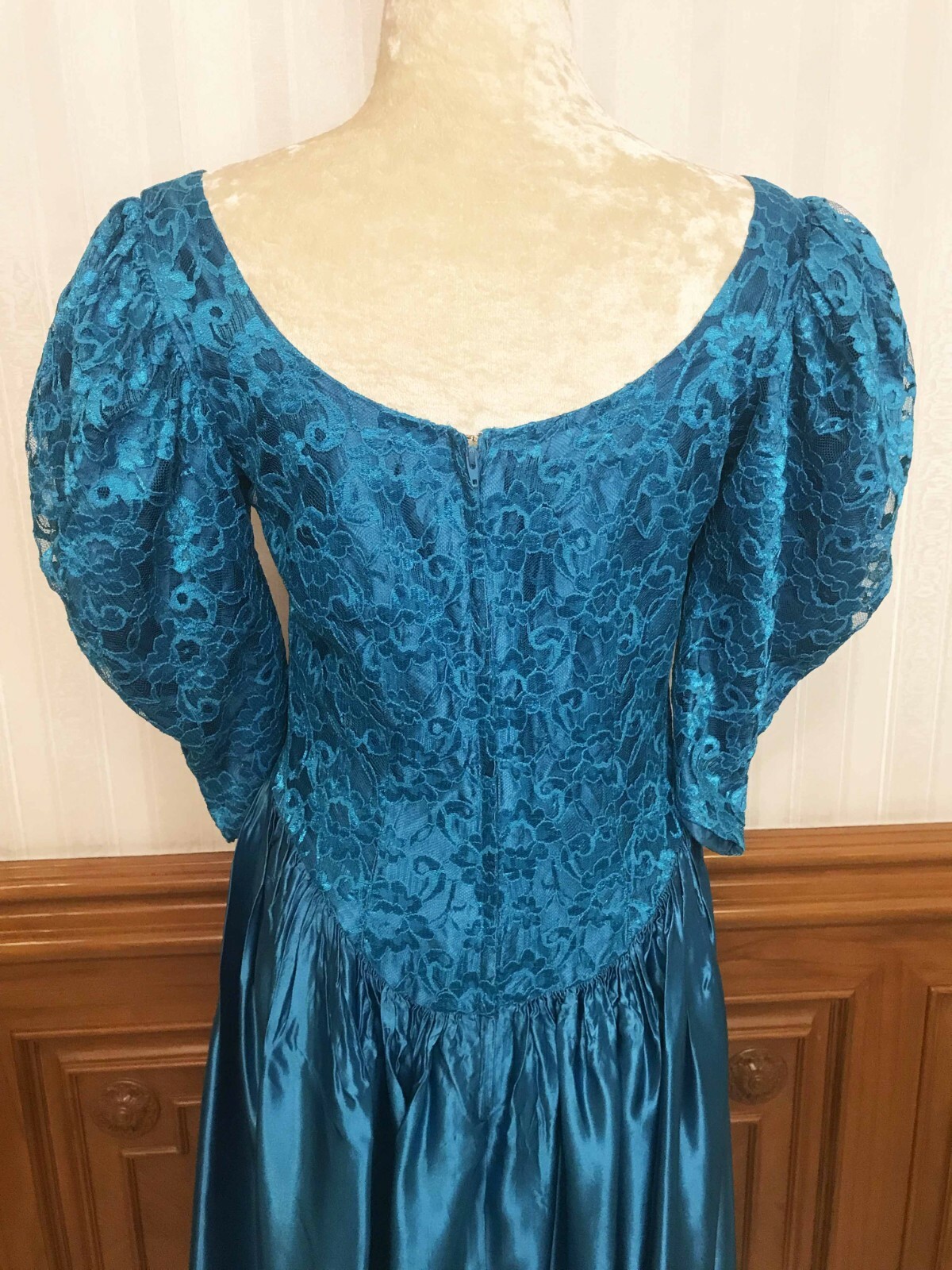 Vintage Dance Allure Floral Lace Prom Party Formal Dress Gown Sz S/M USA ilgwu