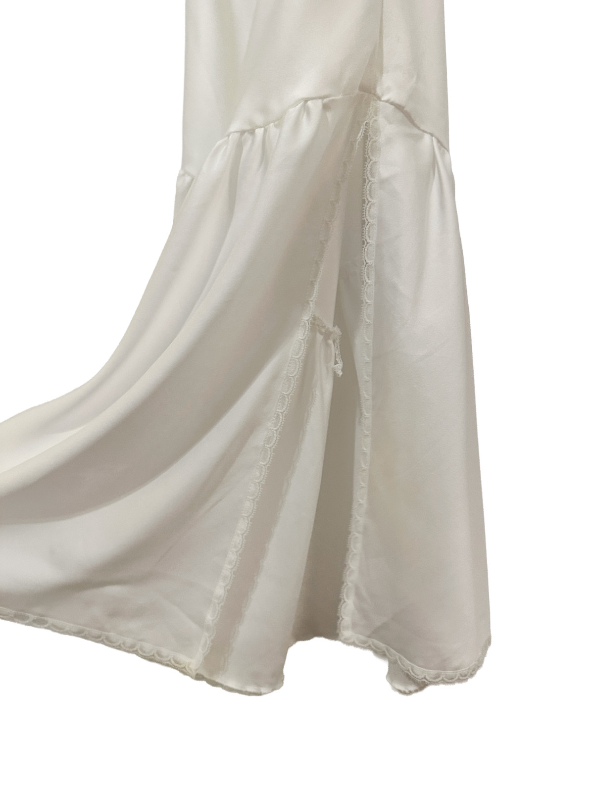 Vintage 1980s Sara Beth White Satin & Lace Nightgown Maxi Slip Dress Small