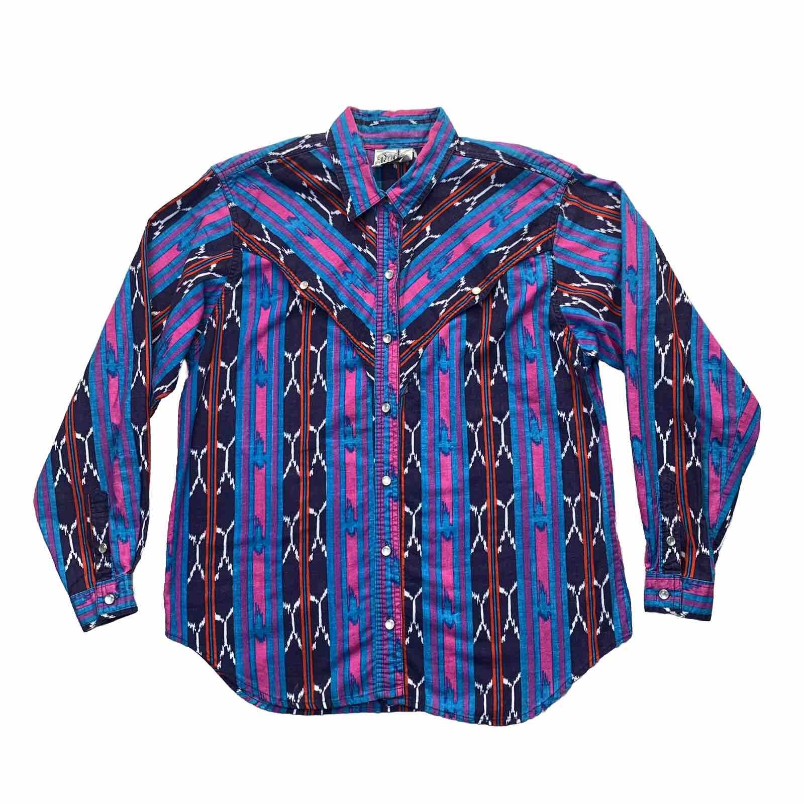 VTG Rodeo Western Wear Women’s Multicolor Cropped Long Sleeve Western Top Sz L