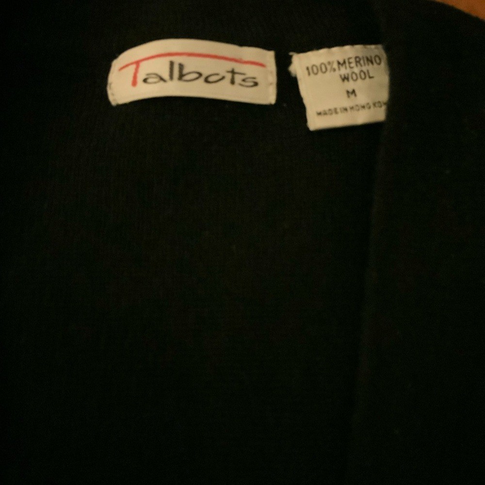 Vintage Talbots Black 100% Merino Wool Cardigan with Button Details
