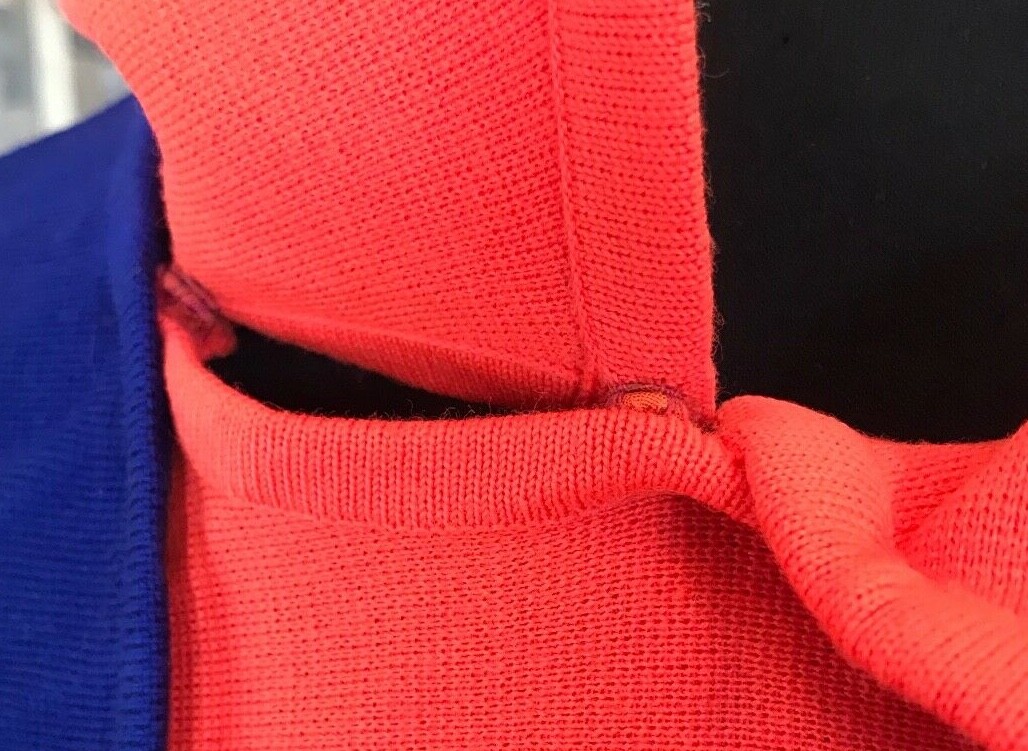 Vintage 1970s Gino Paoli Italy 100% Wool Orange/Blue Skirt & Top Set Size 14
